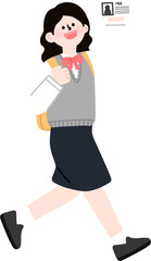 수능 수험표 교복 학생 캐릭터 드로잉 일러스트(test school student character drawing illulstration)