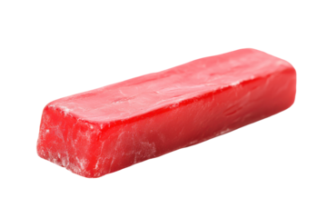 Red chewing gum isolated on transparent background. Single red chewing gum piece isolated on white background.