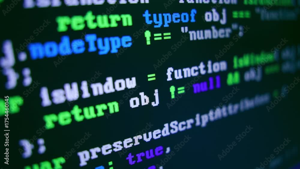 Wall mural close up of computer monitor screen with programming code, hacker background, software development, 