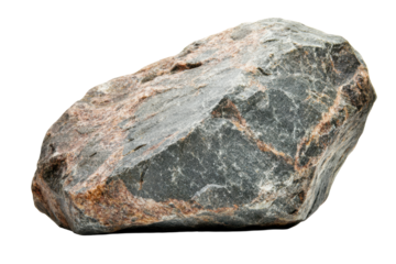 Rough textured grey and brown stone isolated on transparent background. Stone isolated on white background.