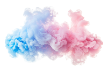Abstract pastel colored ink cloud isolated on transparent background.