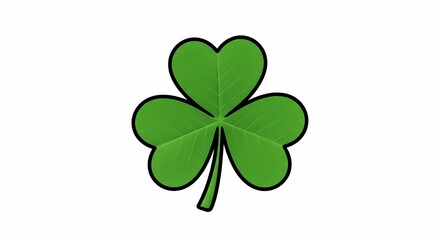 Vibrant Green Shamrock Symbol of Luck and St Patrick s Day Celebration on White Background