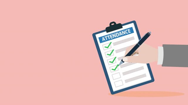 attendance clipboard with checklist. Questionnaire, survey, clipboard, task list. Flat design, 