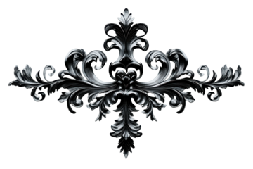 Ornate golden floral flourish design isolated on transparent background. Vintage decorative frame isolated on white background.