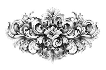 Ornate golden floral flourish design isolated on transparent background. Vintage decorative frame isolated on white background.