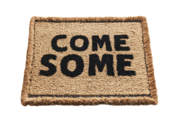 Welcome doormat isolated on transparent background. Welcome doormat with bold text isolated on white background.