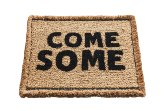 Welcome doormat isolated on transparent background. Welcome doormat with bold text isolated on white background.