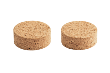 Natural cork stopper for wine bottle isolated on transparent background. Wine cork isolated on white background.