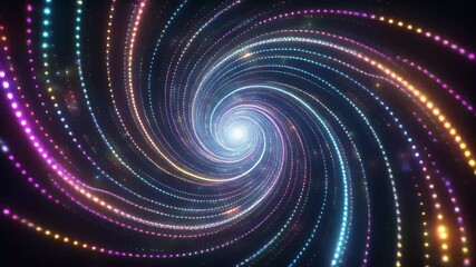 Swirling tunnel of colorful lights abstract background motion graphic video, Abstract colorful swirl tunnel with glowing lights, Futuristic digital energy and motion visualization. - Powered by Adobe