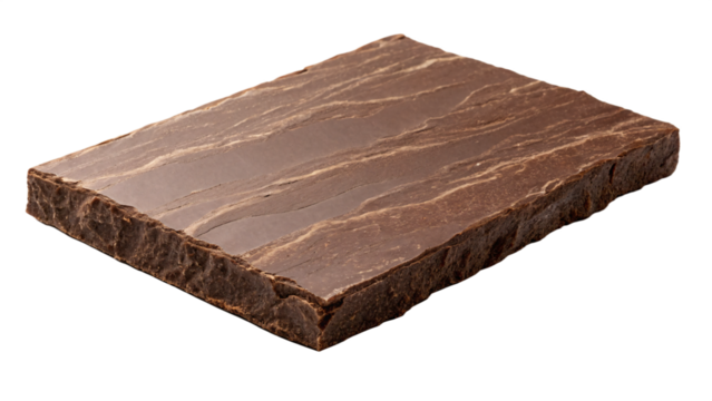 Dark Chocolate Slab: An enticing, close-up view of a rectangular slab of rich, dark chocolate, showcasing its tempting texture and decadent allure.