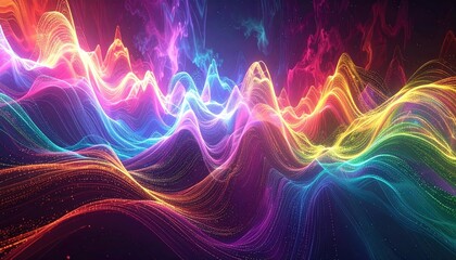 Abstract Rainbow Mountain Range Digital Art