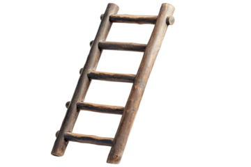 Rustic wooden ladder isolated on transparent background. Wooden ladder isolated on white background.