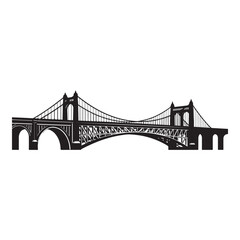 Obraz premium Black and white vector illustration of the tacony palmyra bridge isolated on white background the bridge connects philadelphia and new jersey
