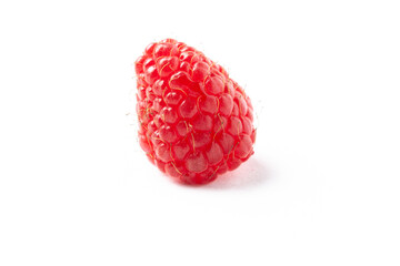 Single Fresh Red Raspberry Isolated on White Background
