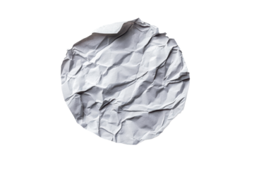 Rough textured white oval shape isolated on transparent background. Circular light gray crumpled piece of paper or sticker isolated on white background.