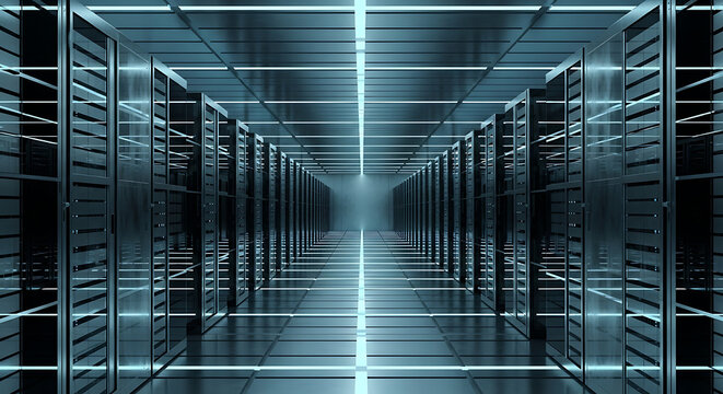 Server Room Data Center Technology Room, Digital Infrastructure, Network and Information Storage