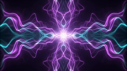Mesmerizing abstract energy flow with glowing neon purple and turquoise waves , Glowing neon purple and turquoise waves, Abstract energy flow and futuristic motion concept. - Powered by Adobe