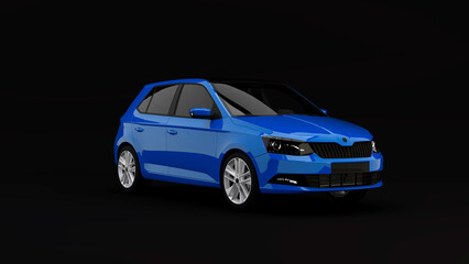 Blue City Car on black background