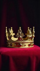 Majestic Crown on Velvet Cushion Regal Power and Authority - Perfect for Historical, Fantasy, or Political Projects
