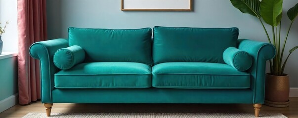 Deep Teal Velvet Settee Cushion Plush Comfort & Vintage Style for Living Spaces