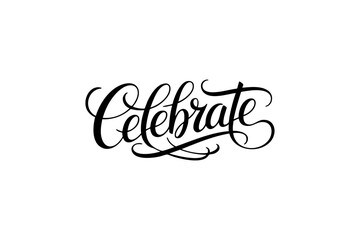 Elegant "Celebrate" Calligraphy Typography Design &ndash; Stylish Script Word Art for Festive Occasions