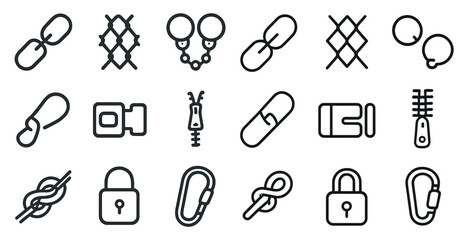 Security and lock outline icons set &ndash; linear, flat, safety and protection symbols
