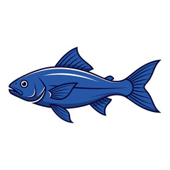 Fototapeta premium Stylized blue fish illustration against white background