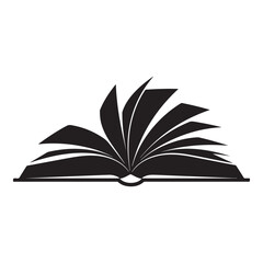 Open book icon isolated on white background, symbolizing knowledge, education, and the power of reading, with its pages turning in the wind