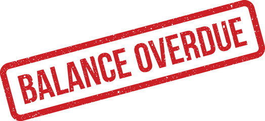 Distressed vector stamp showing Balance Overdue, used for urgent financial notifications and reminders