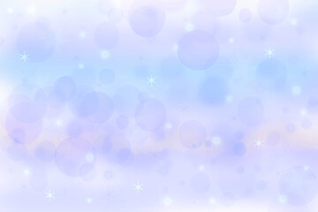 Abstract blurred festive delicate winter christmas or Happy New Year background with shiny light blue pink and white bokeh lighted stars. Space. Card concept.