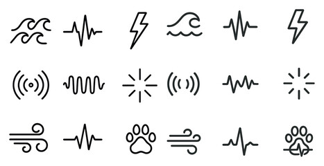 Weather and nature line icons set &mdash; outline, linear symbols for climate and environment