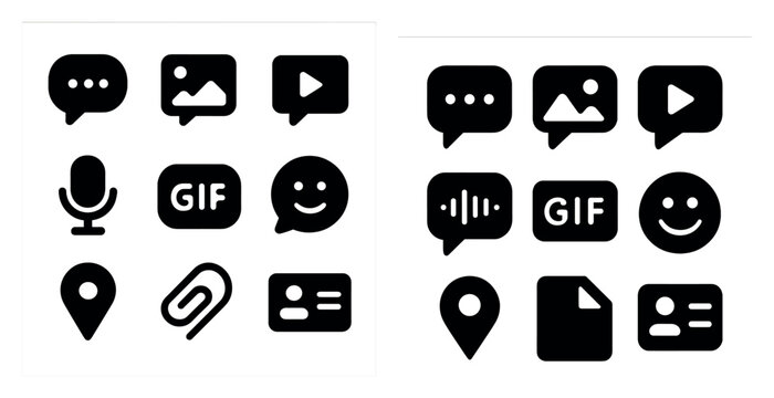 Social media icons set – solid, silhouette, communication and interaction symbols