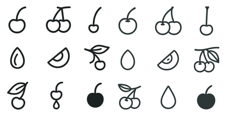 Fruit and berry outline icons set – linear, simple, fresh produce illustrations