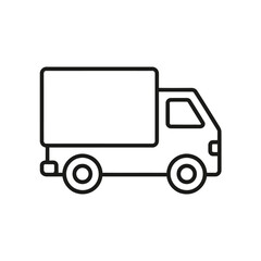 Minimalist high contrast outline icon of a delivery truck for logistics and transportation vector illustration eps silhouette White background
