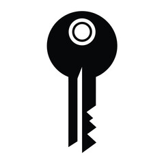 Minimalist black and white vector illustration of a modern key scalable eps graphic for security and access concepts silhouette White background