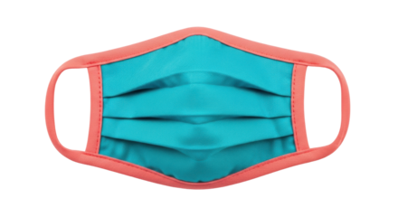Isolated blue face mask with pleats, reusable, for medical health safety from coronavirus