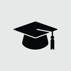 Minimalist black graduation cap illustration vector scalable eps icon for academic achievements silhouette White background