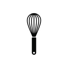 Minimalist whisk logo vector illustration scalable eps icon for culinary designs and kitchen graphics silhouette White background