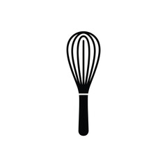 Minimalist vector illustration of a kitchen whisk icon for culinary and baking design projects eps format silhouette White background