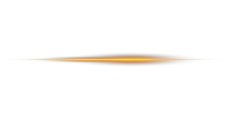 Horizontal Orange Light Line Transparent Background, Beam Streak Effect Overlay