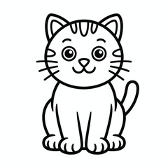 Adorable vector cat line art illustration for scalable graphic design and eps vector files silhouette White background