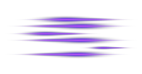 Set of Purple Light Streaks Transparent Background Glow Effects