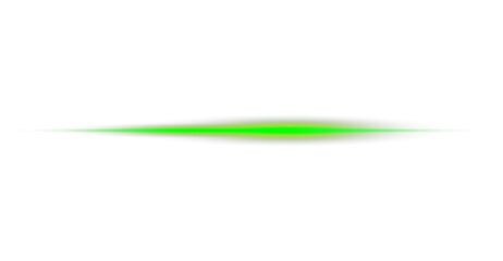 Vibrant Green Horizontal Light Streak, Beam glow on Transparent Background