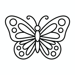 Scalable vector illustration of a simple black and white line art butterfly icon for eps download silhouette White background