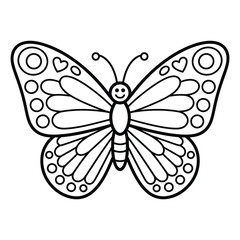 Simple black and white line drawing butterfly vector illustration scalable eps icon for design silhouette White background
