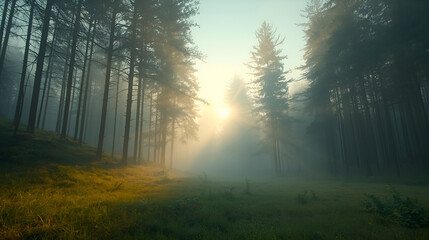 Morning Rainbow Fog in Pine Valley