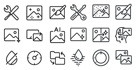 Design and development linear icons set – outline, ux, ui and coding symbols