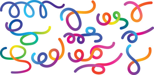 A vibrant collection of abstract rainbow colored swirls and flowing lines 