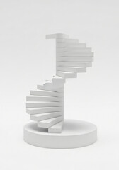 Obraz premium Spiral staircase isolated on background. Abstract podium pedestal. Minimal. 3D rendering on white background 