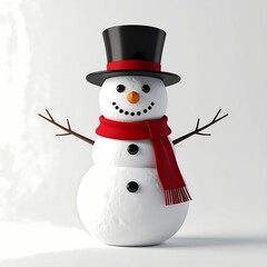 Whimsical Snowman with Top Hat and Red Scarf Festive Winter Holiday Icon